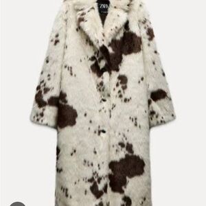 Zara Women's Cream and Brown Teddy Jacket